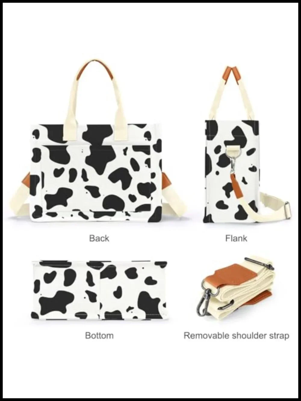 Canvas Tote Bag with Pockets Crossbody Shoulder Handbag Large Capacity Work Bag